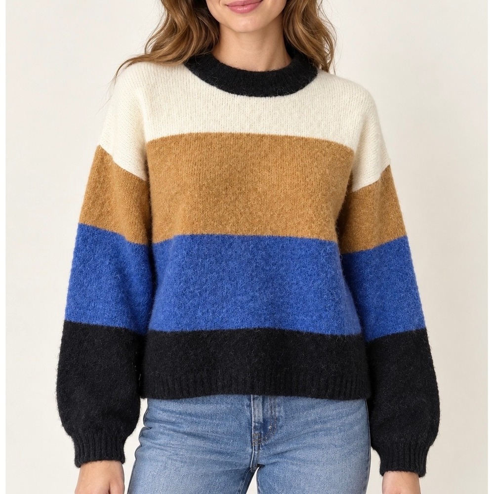 Rails Sweater Sylvie Wool Alpaca Colorblock Stripe Honeycomb Multi Small